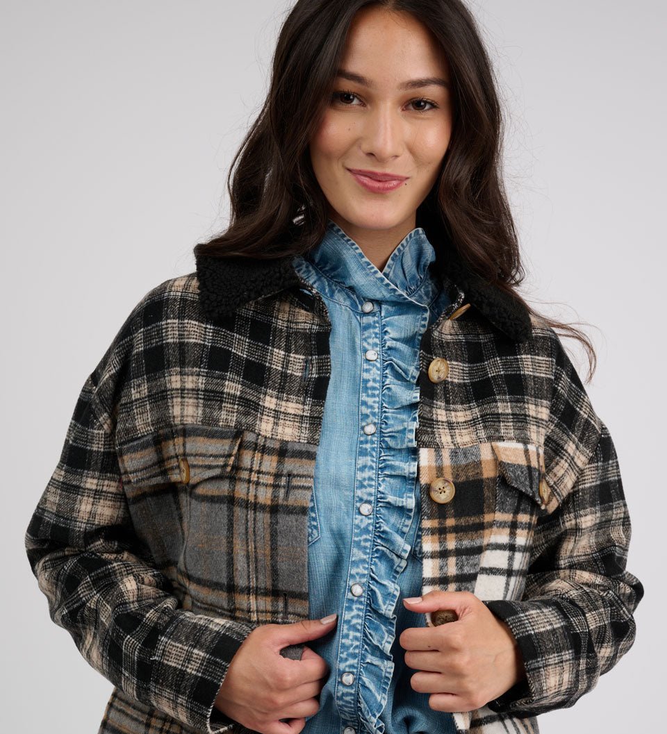 PATCHED PLAID JACKET