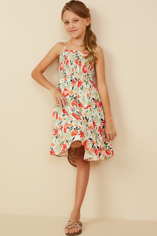 Smocked Spaghetti Strap Floral Dress