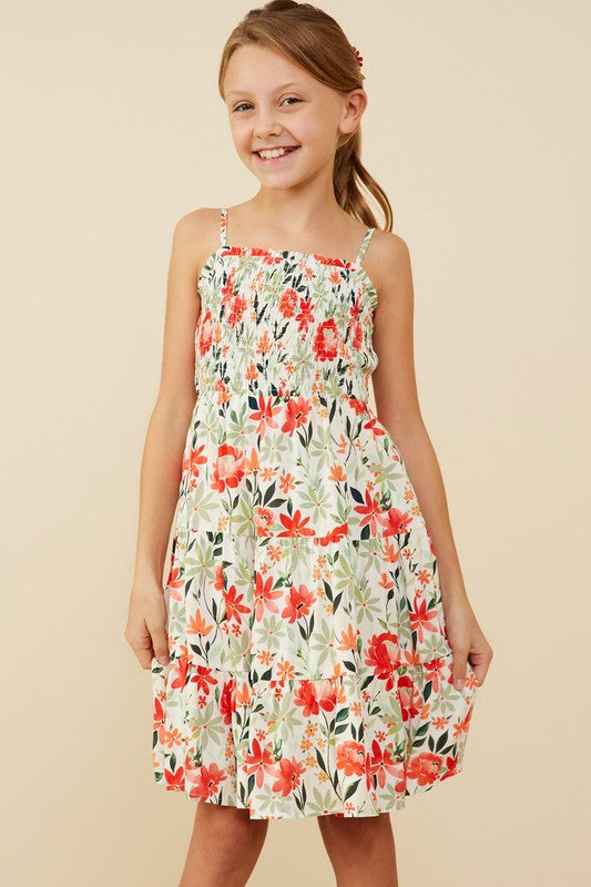 Smocked Spaghetti Strap Floral Dress