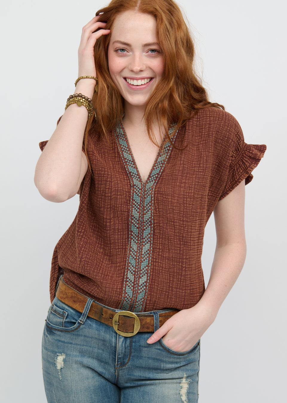 Brown Band Top