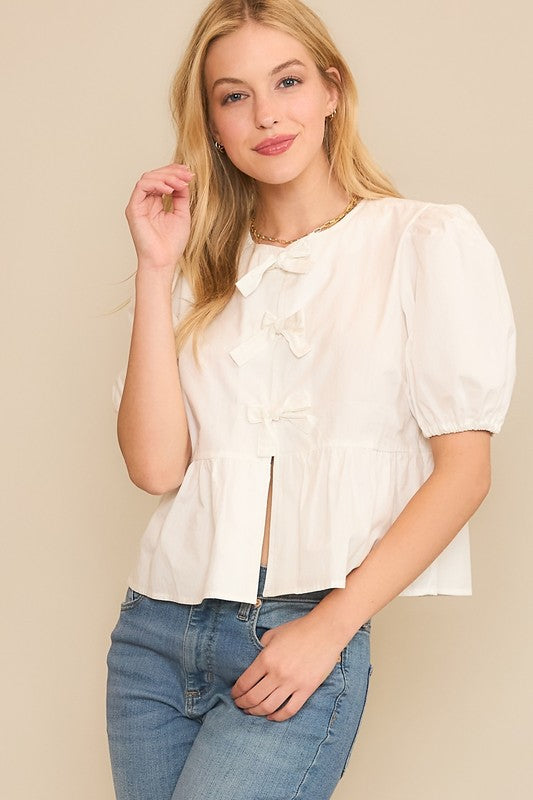 OPEN FRONT BABYDOLL BLOUSE