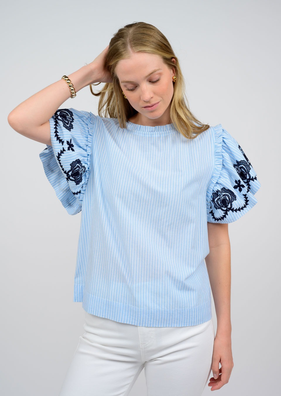 Trellis Embroidered Top