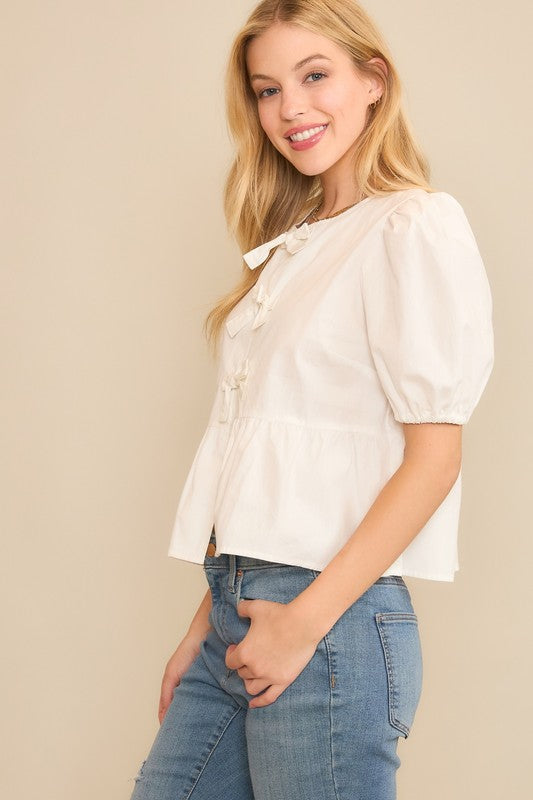 OPEN FRONT BABYDOLL BLOUSE