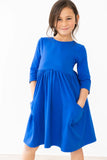 SOLID 3/4 POCKET TWIRL DRESS