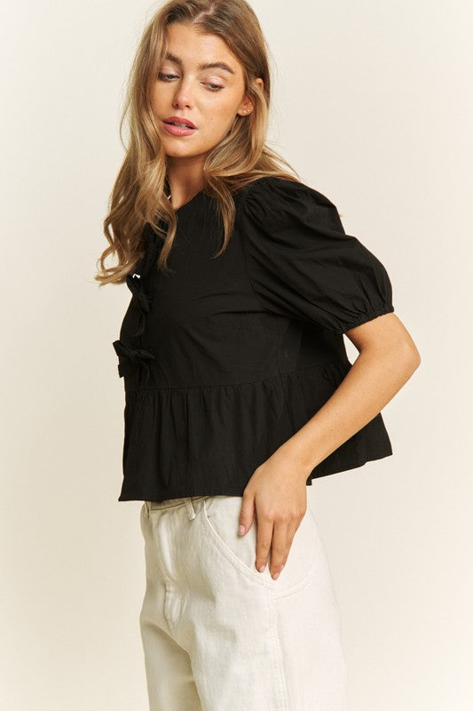 OPEN FRONT BABYDOLL BLOUSE