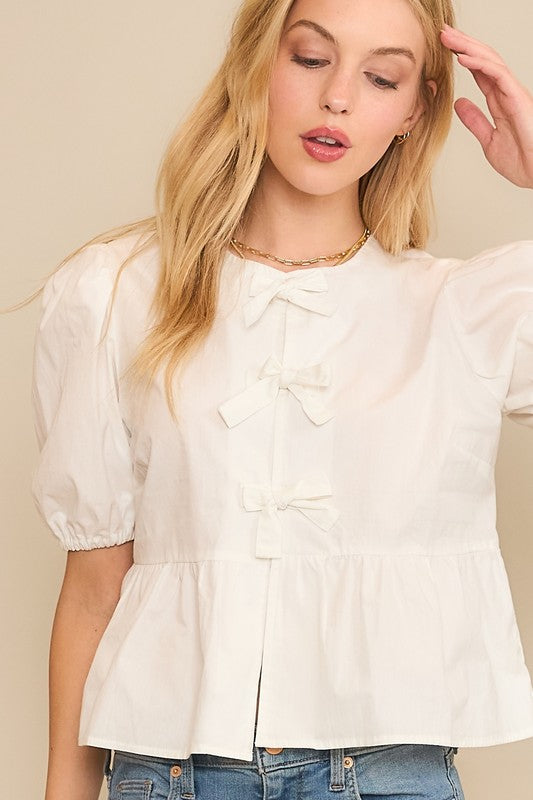 OPEN FRONT BABYDOLL BLOUSE