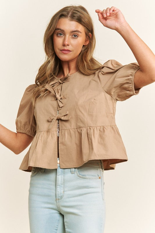 OPEN FRONT BABYDOLL BLOUSE