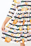 FALL/HALLOWEEN 3/4 SLEEVE POCKET TWIRL DRESS