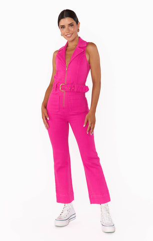 Jacksonville cropped jumpsuit hot pink