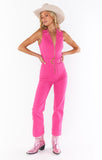 Jacksonville cropped jumpsuit hot pink